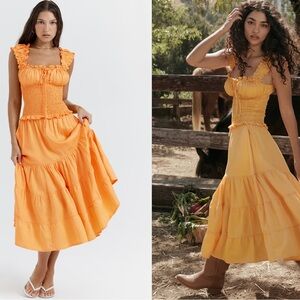 HOUSE OF CB ‘PHEDRA’ tangerine shirred sundress